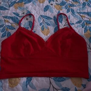 cropped red lace cami top!!